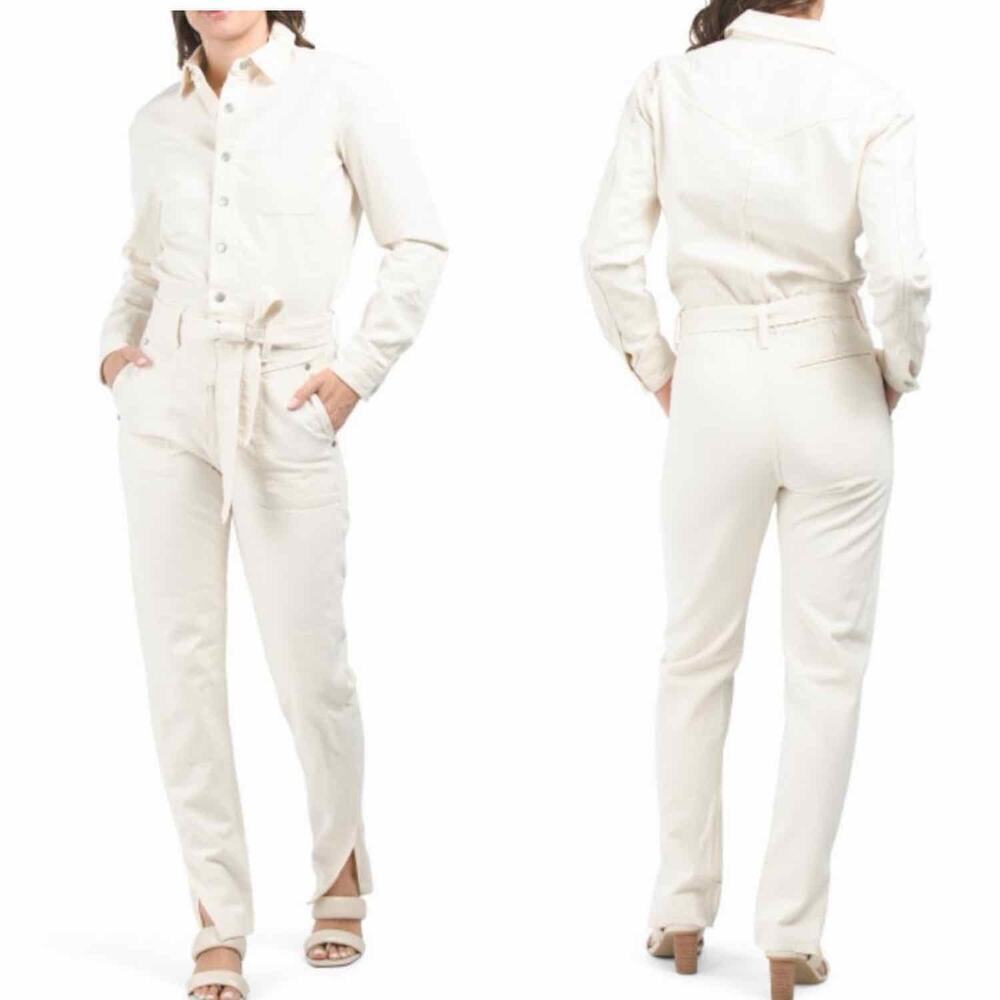 Rag & Bone Mia Utilitarian Denim Jumpsuit Ecru Size Small Organic Cotton